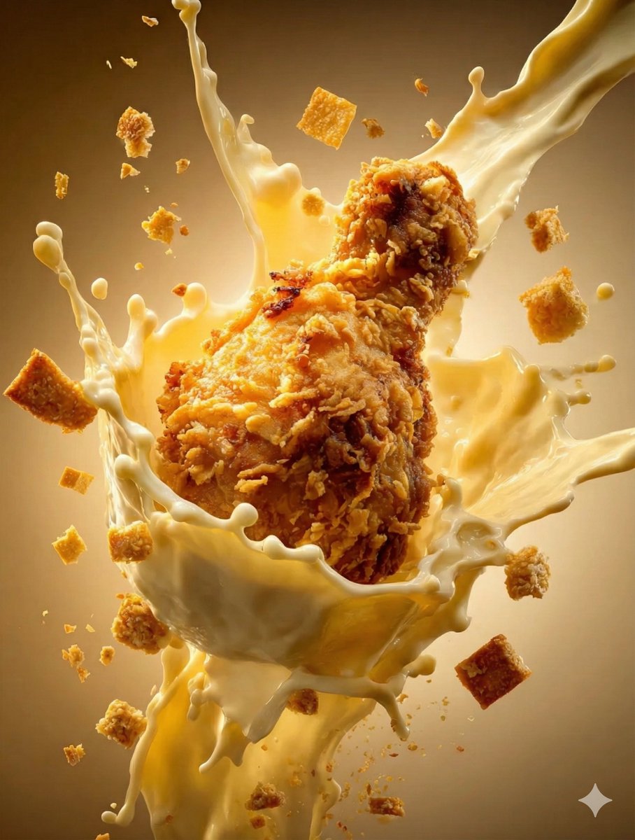 Hyper-realistic Fried Chicken Thigh Hero Shot