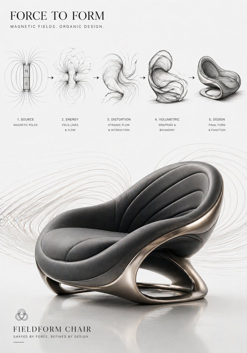 Conceptual Evolution Poster of a Futuristic Magnetic Chair