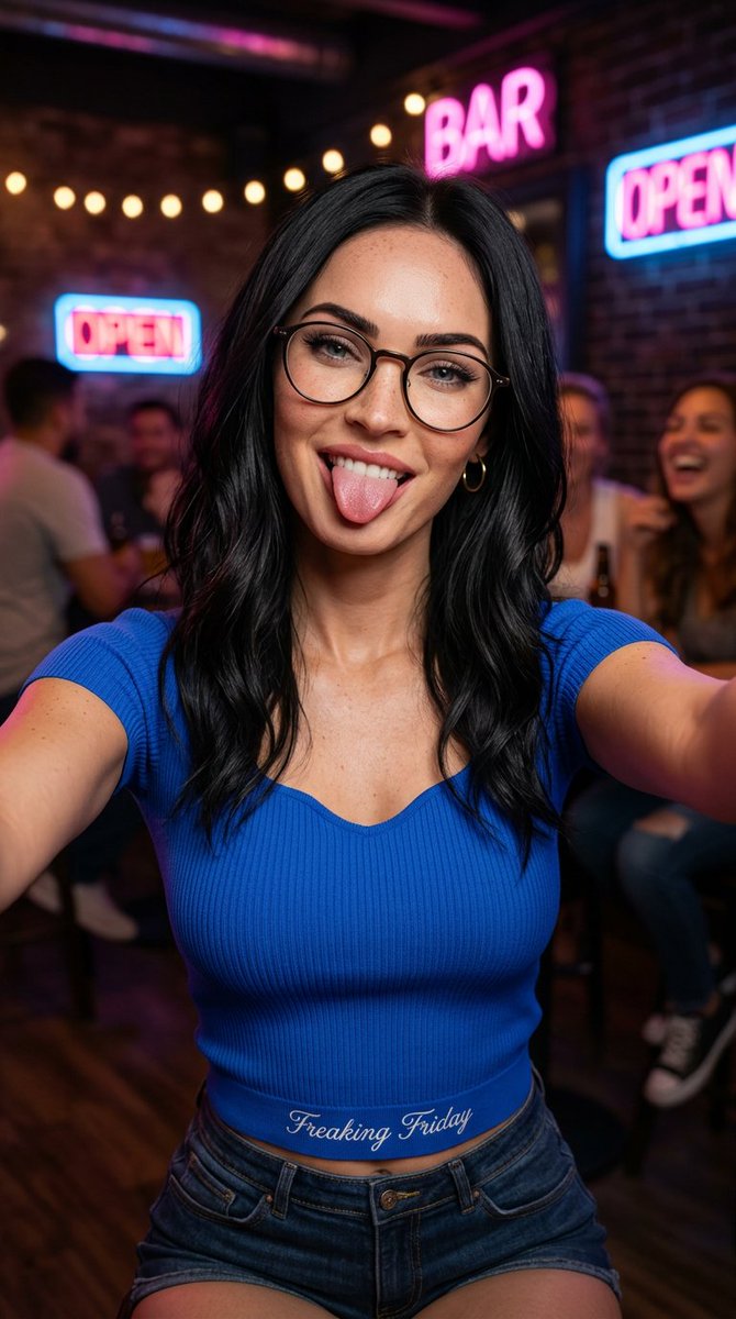 Glamorous Close-up Selfie of Woman Playfully Sticking Tongue Out