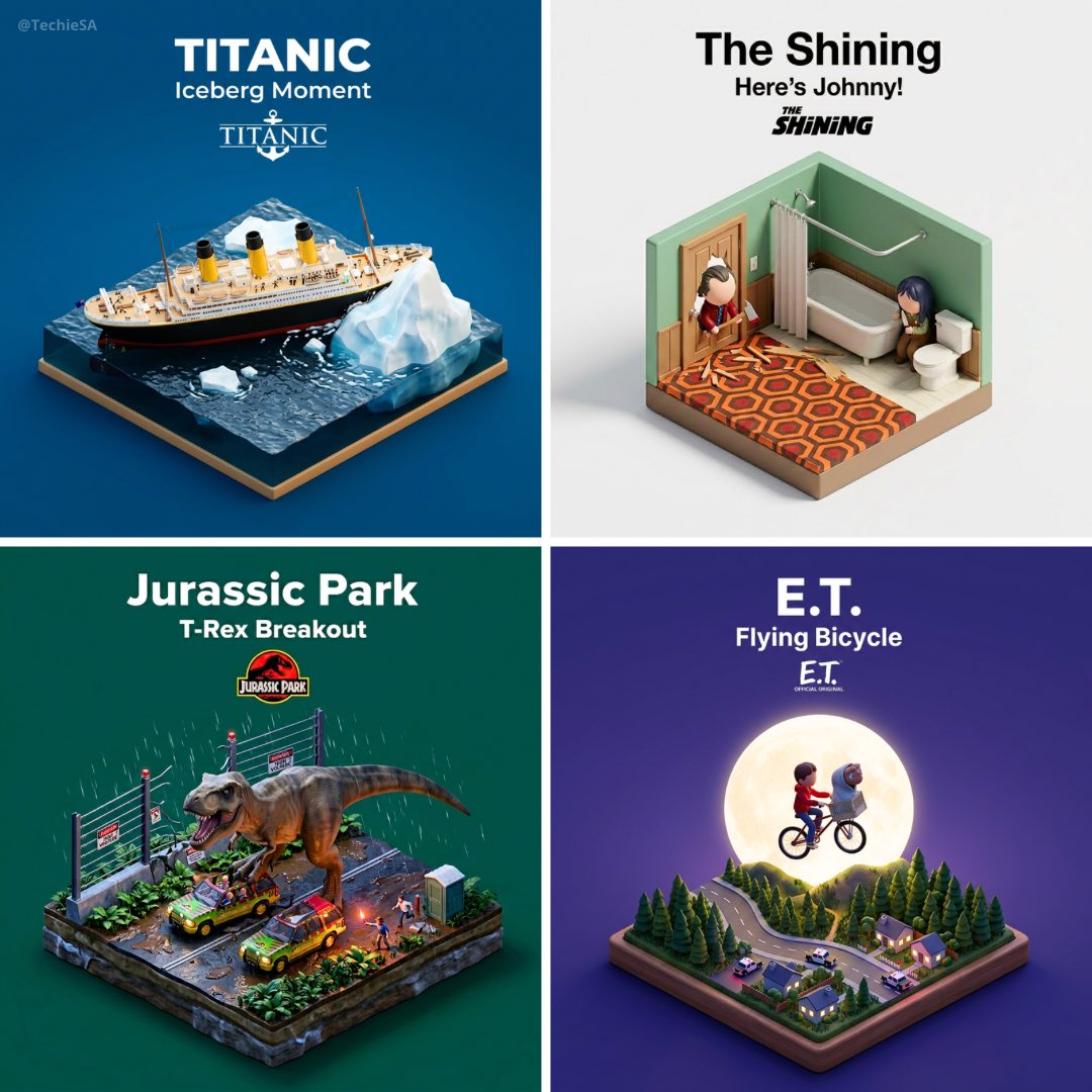 Isometric 3D Cartoon Diorama of Movie Scene