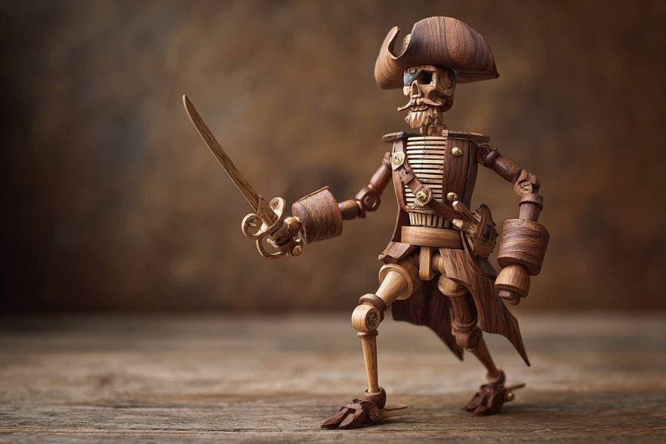 Wooden Automaton Figure in Antique Studio