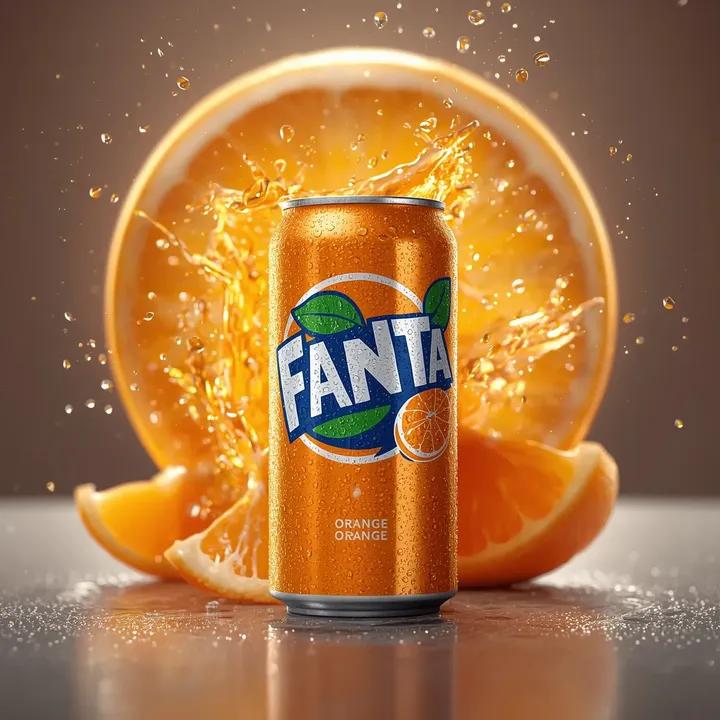 Hyper-realistic Fanta Orange Can Product Photo