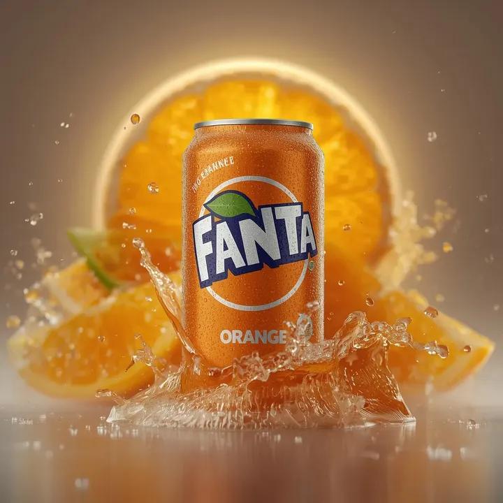 Hyper-realistic Fanta Orange Can Product Photo