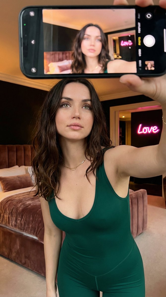 High-angle Selfie in Luxury Bedroom