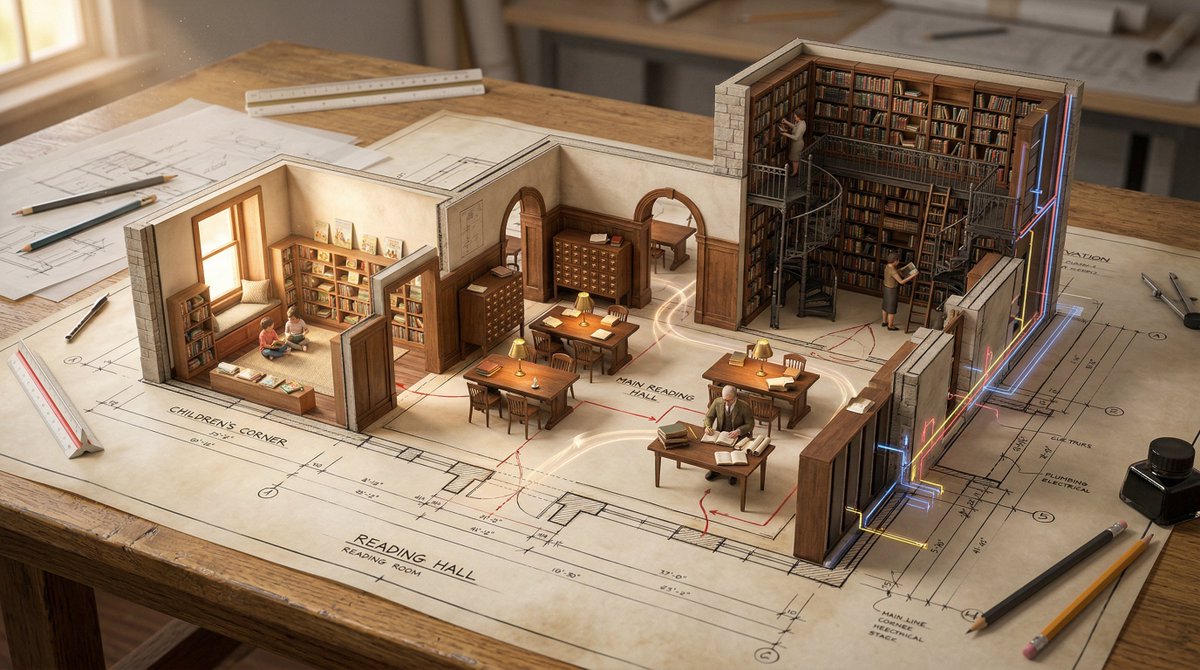 Architectural Floor Plan with Miniature Inhabitable Spaces