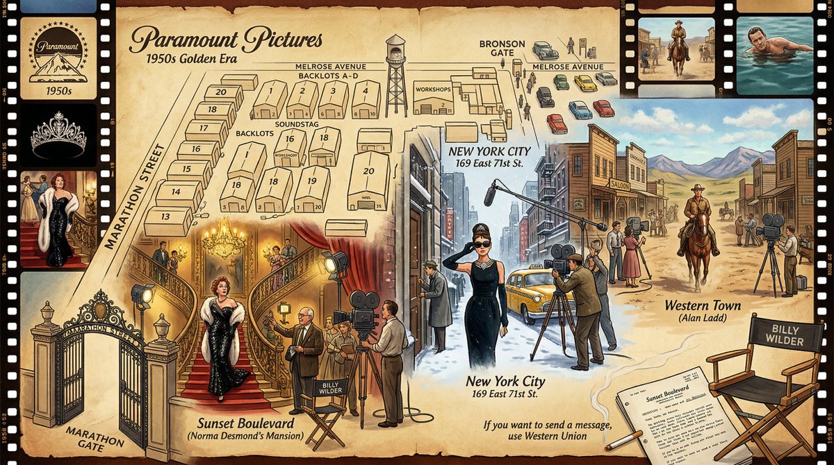 电影制片厂外景地图与电影场景