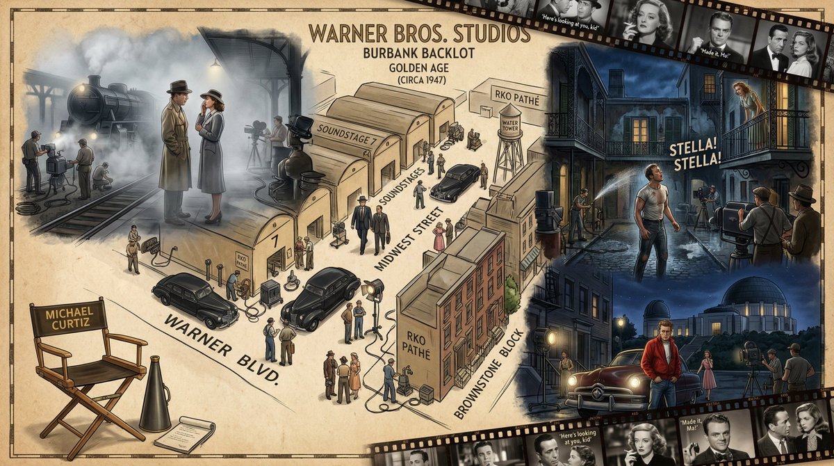 Movie Studio Backlot Map with Film Scenes