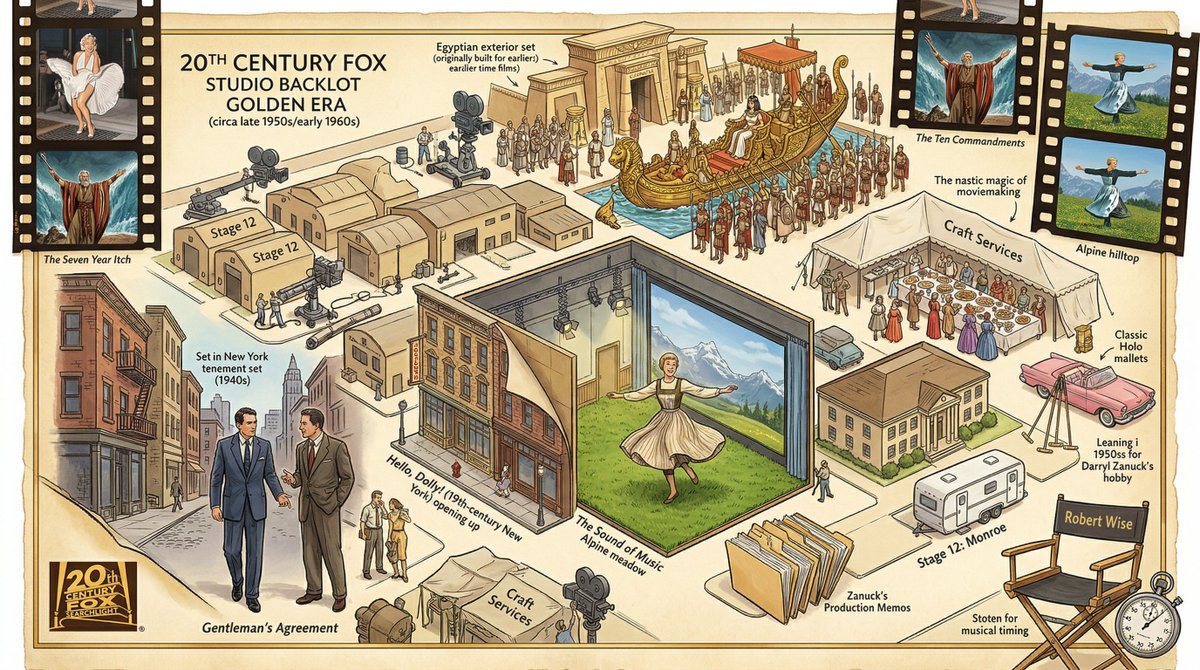 Movie Studio Backlot Map with Film Scenes