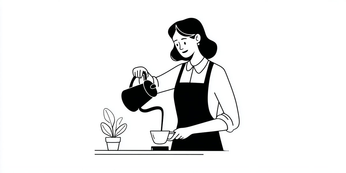 Notion-style Minimalist Black-and-White Editorial Illustration