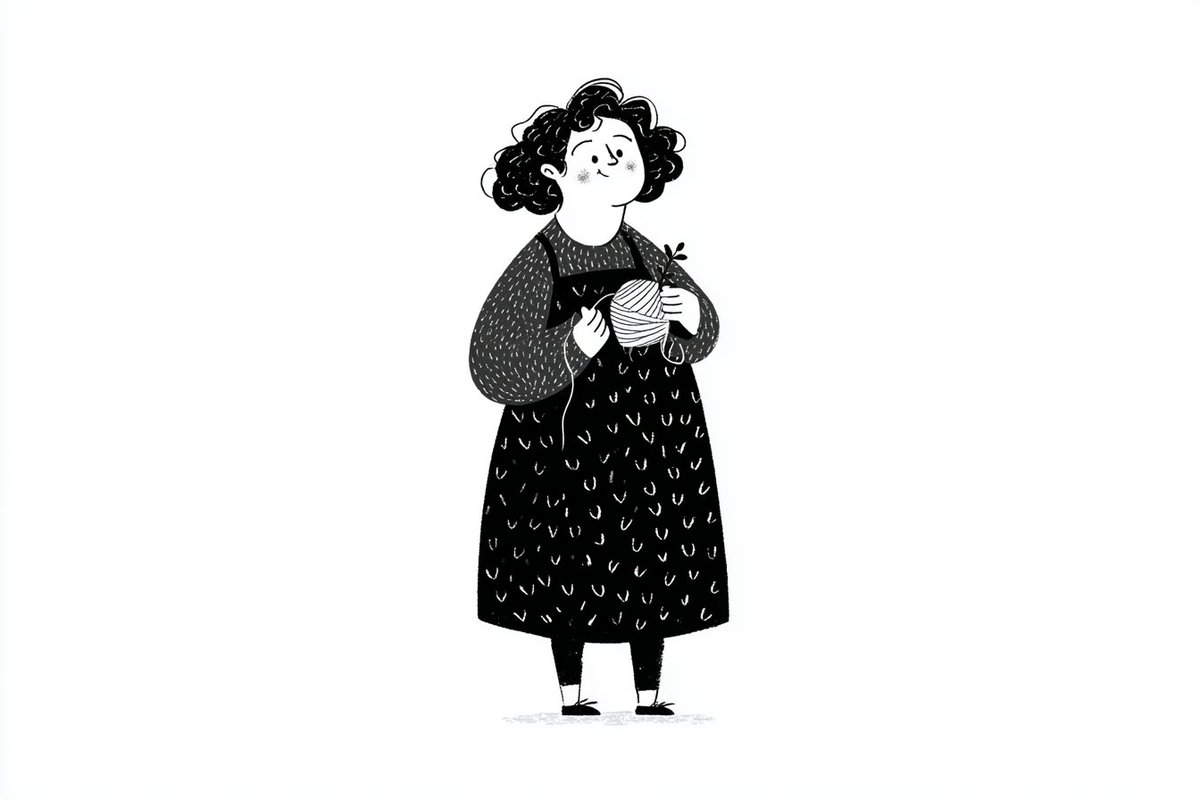 Notion-style Minimalist Black-and-White Editorial Illustration