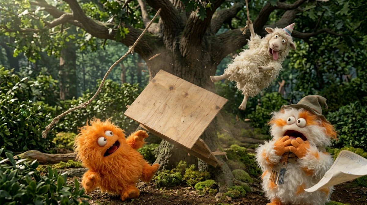 Funny Story of Fluffy Creatures Building a Treehouse