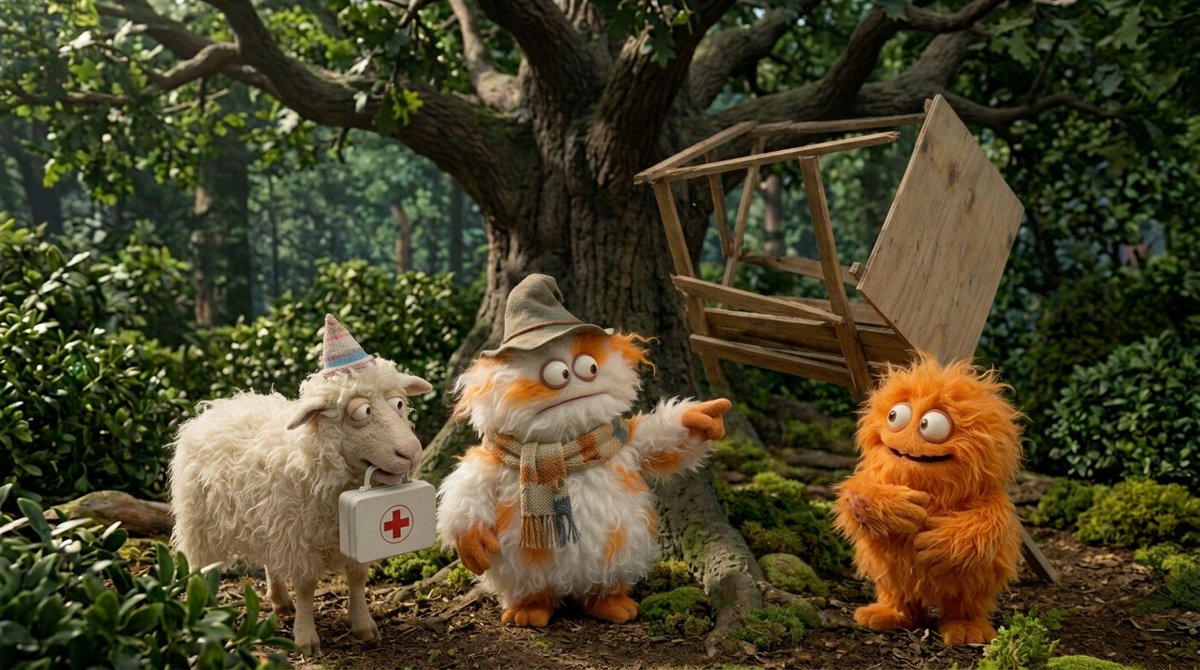 Funny Story of Fluffy Creatures Building a Treehouse