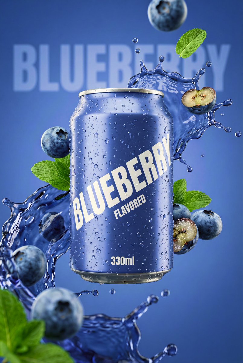 Hyper-realistic 3D Fruit Soda Ad Template