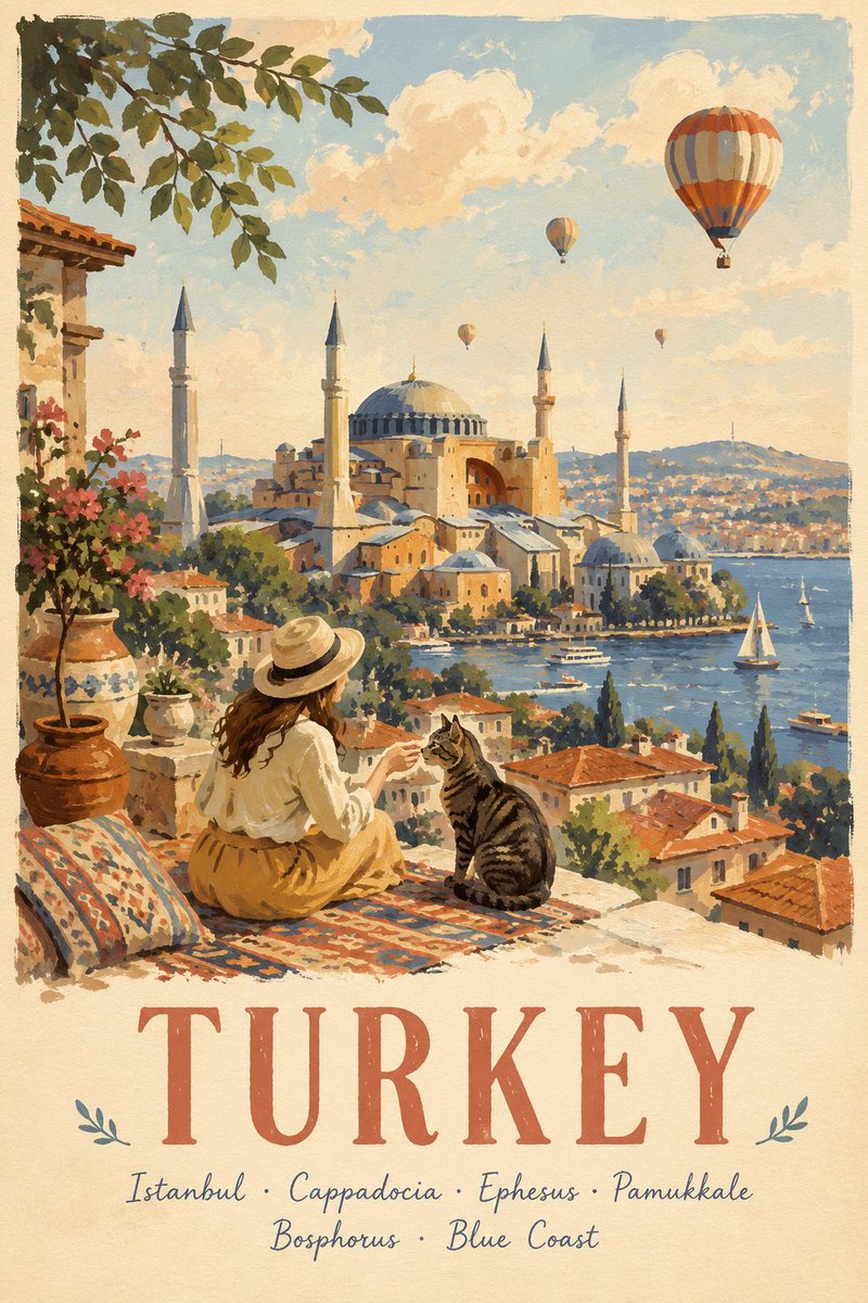A Premium Illustrated Travel Poster Of City, Country In A