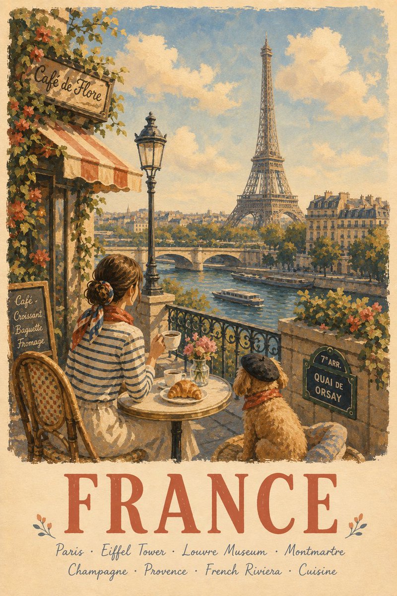 A Premium Illustrated Travel Poster Of City, Country In A