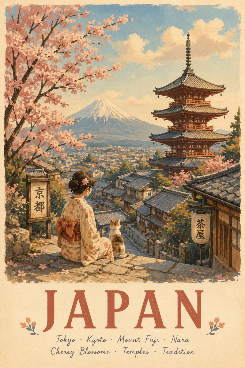 A Premium Illustrated Travel Poster Of City, Country In A