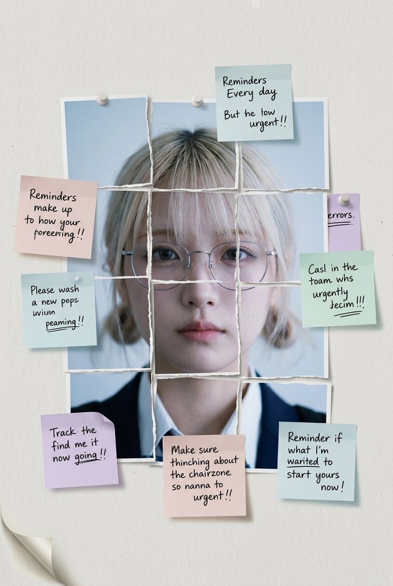 Fragmented Portrait with Sticky Notes