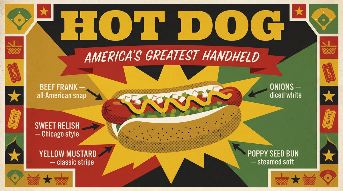 1950s Food Travel Poster with Flat Graphic Design