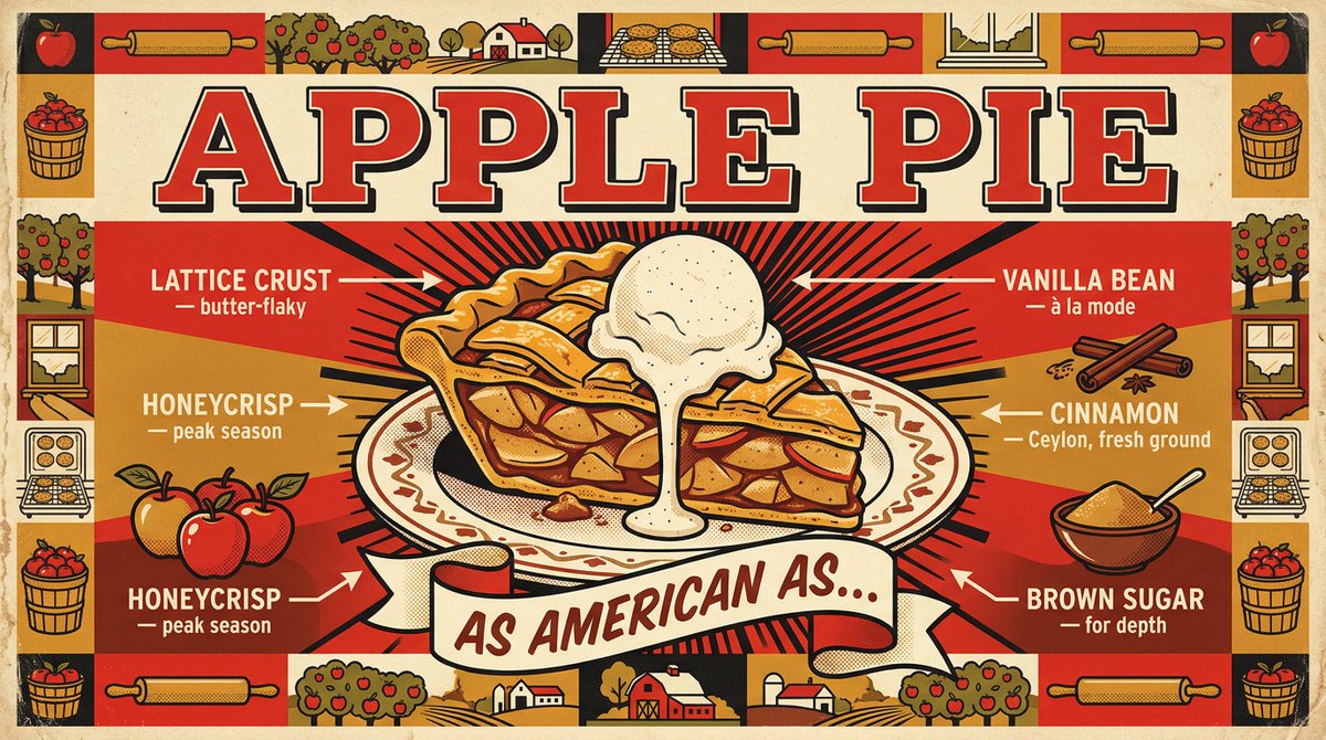 1950s Food Travel Poster with Flat Graphic Design