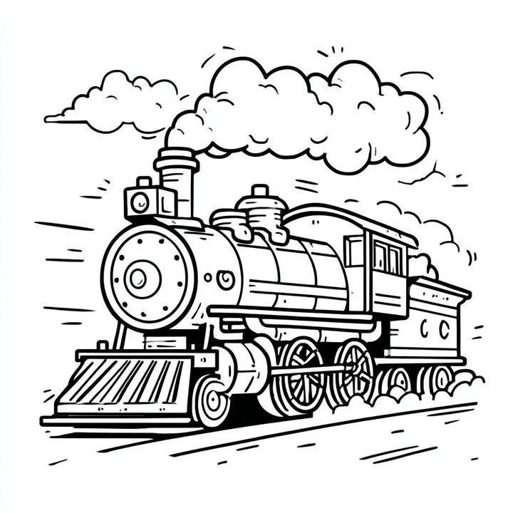 Cute Vintage Steam Train Coloring Page