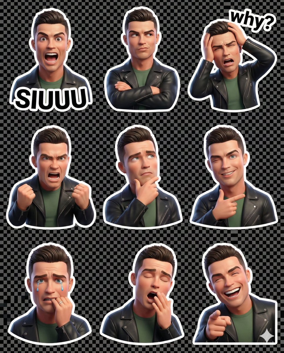 Pixar-Style 3D Character Sticker Set of Celebrities