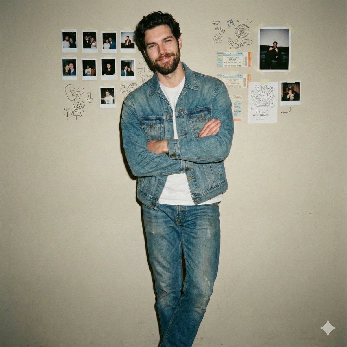 90s Flash Denim Portrait of a Young Man