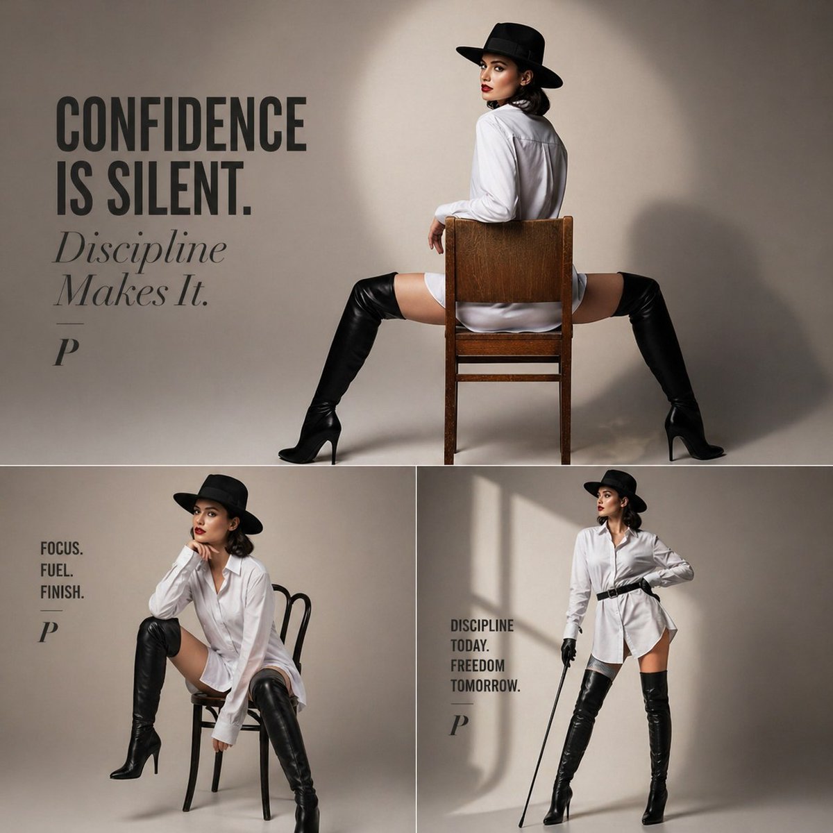 Luxury High-Fashion Editorial Collage with Confident Woman