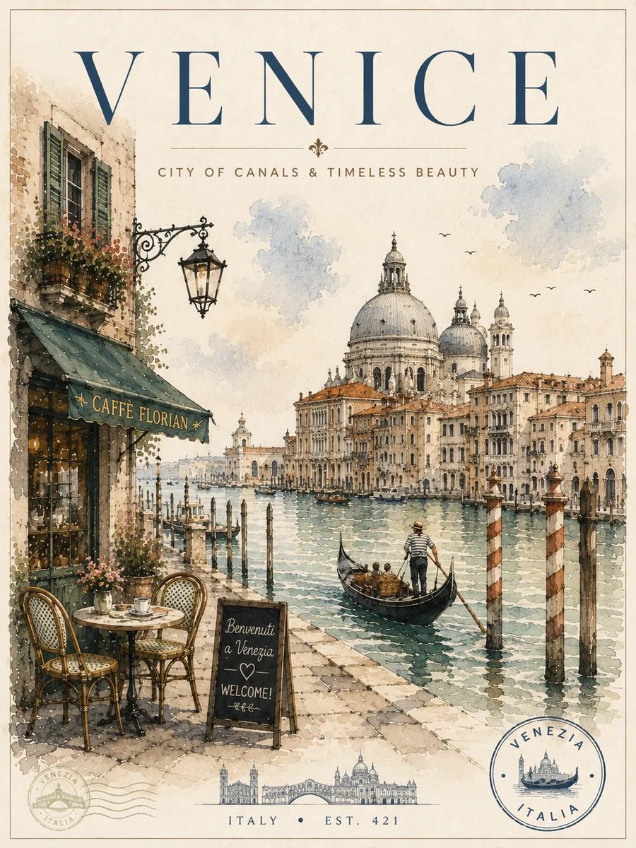 Watercolor Architectural Travel Poster