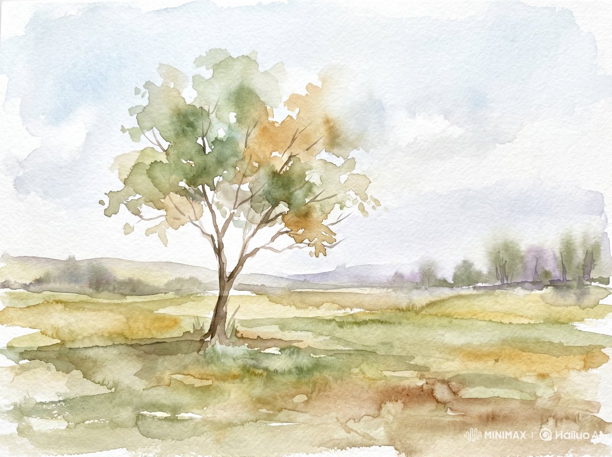 Dreamlike Watercolor Study with Impressionistic Style