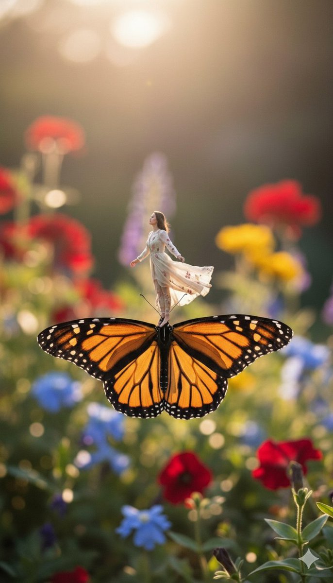 Miniature Girl on a Red Ladybug Macro Photograph