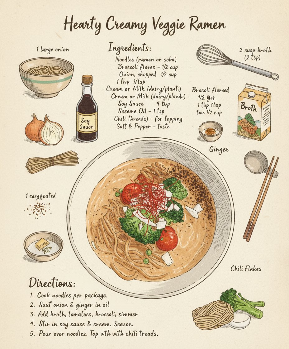 Vintage Hand-Drawn Recipe Page Illustration