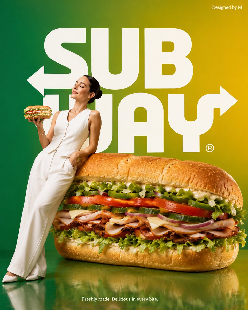A Minimalist Commercial Advertisement Featuring An Oversized Subway Sandwich As