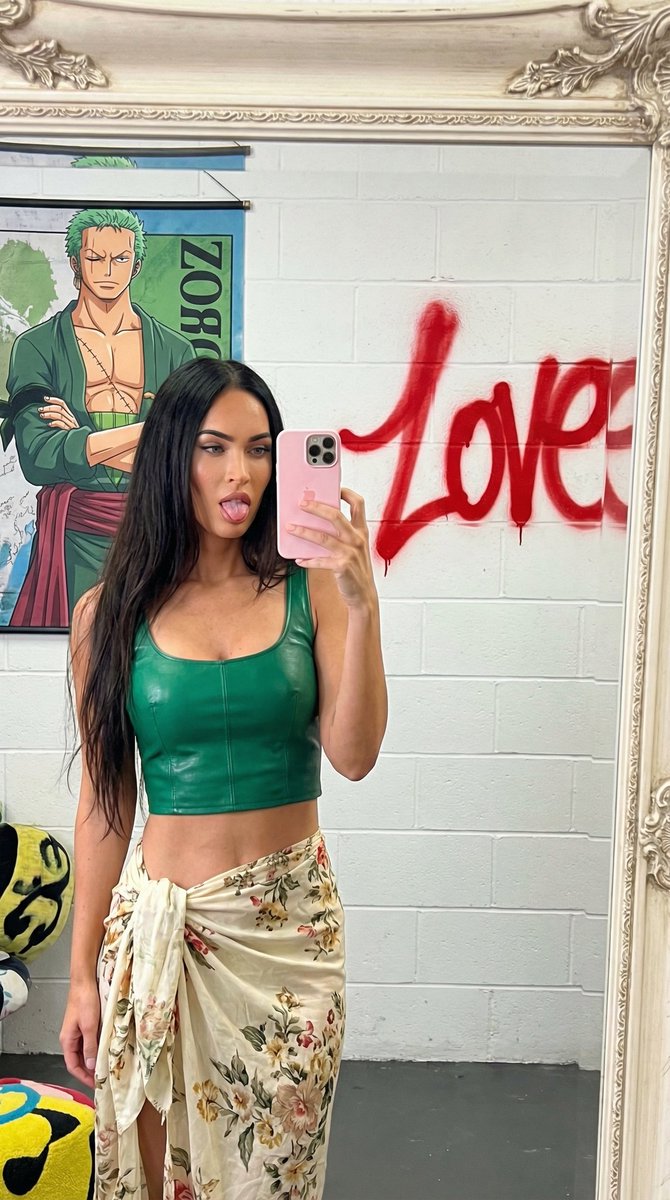 Glamorous Mirror Selfie with Custom Poster & Graffiti