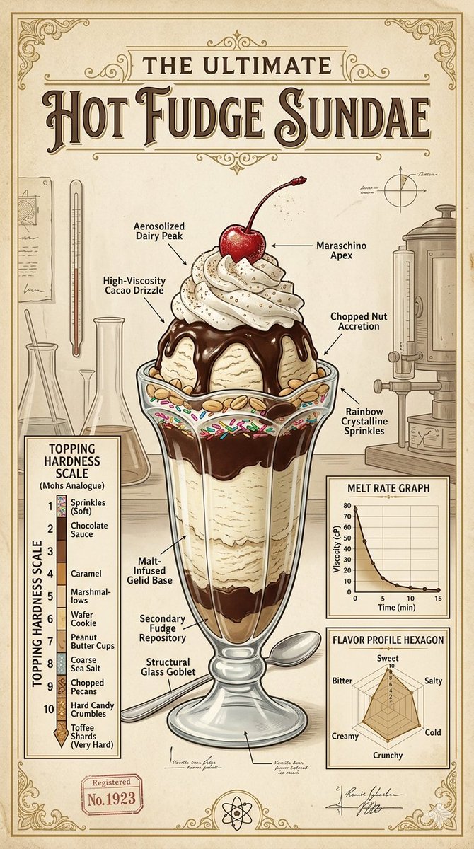 Vintage Scientific Diagram of a Dessert Blueprint