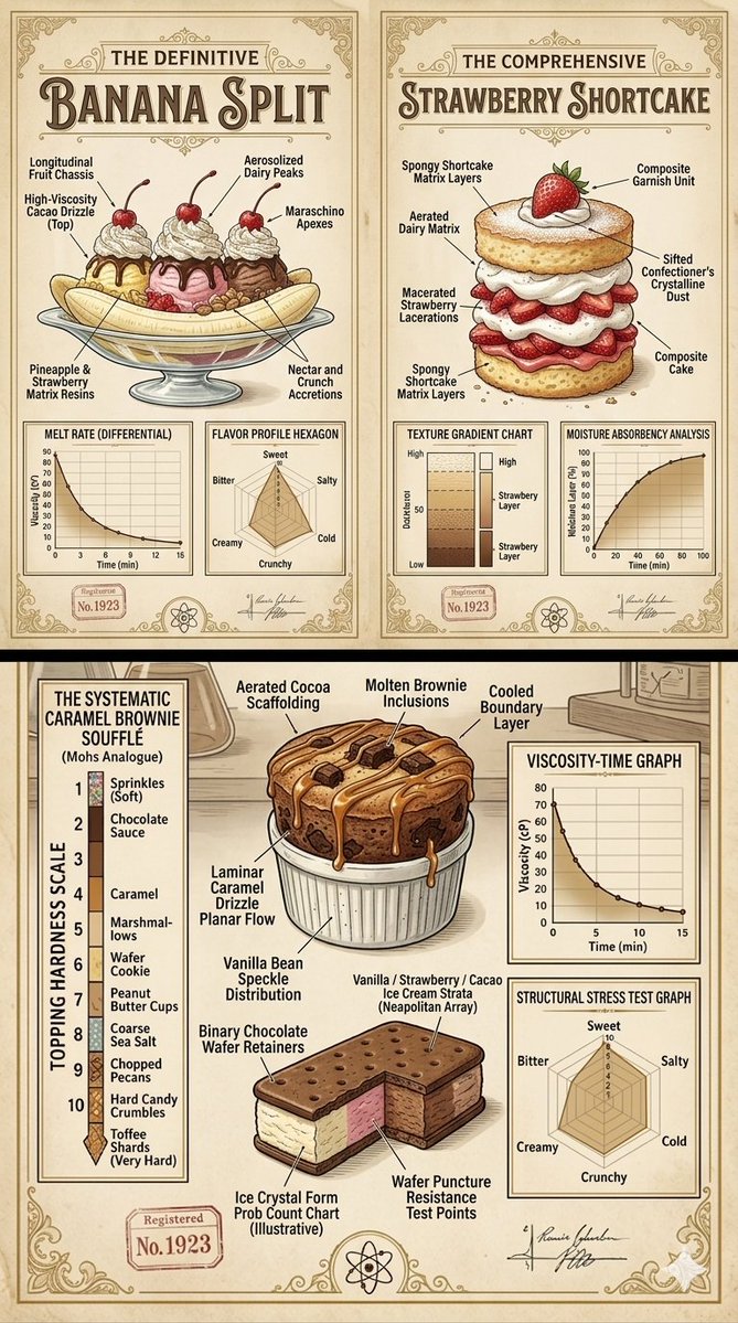 Vintage Scientific Diagram of a Dessert Blueprint
