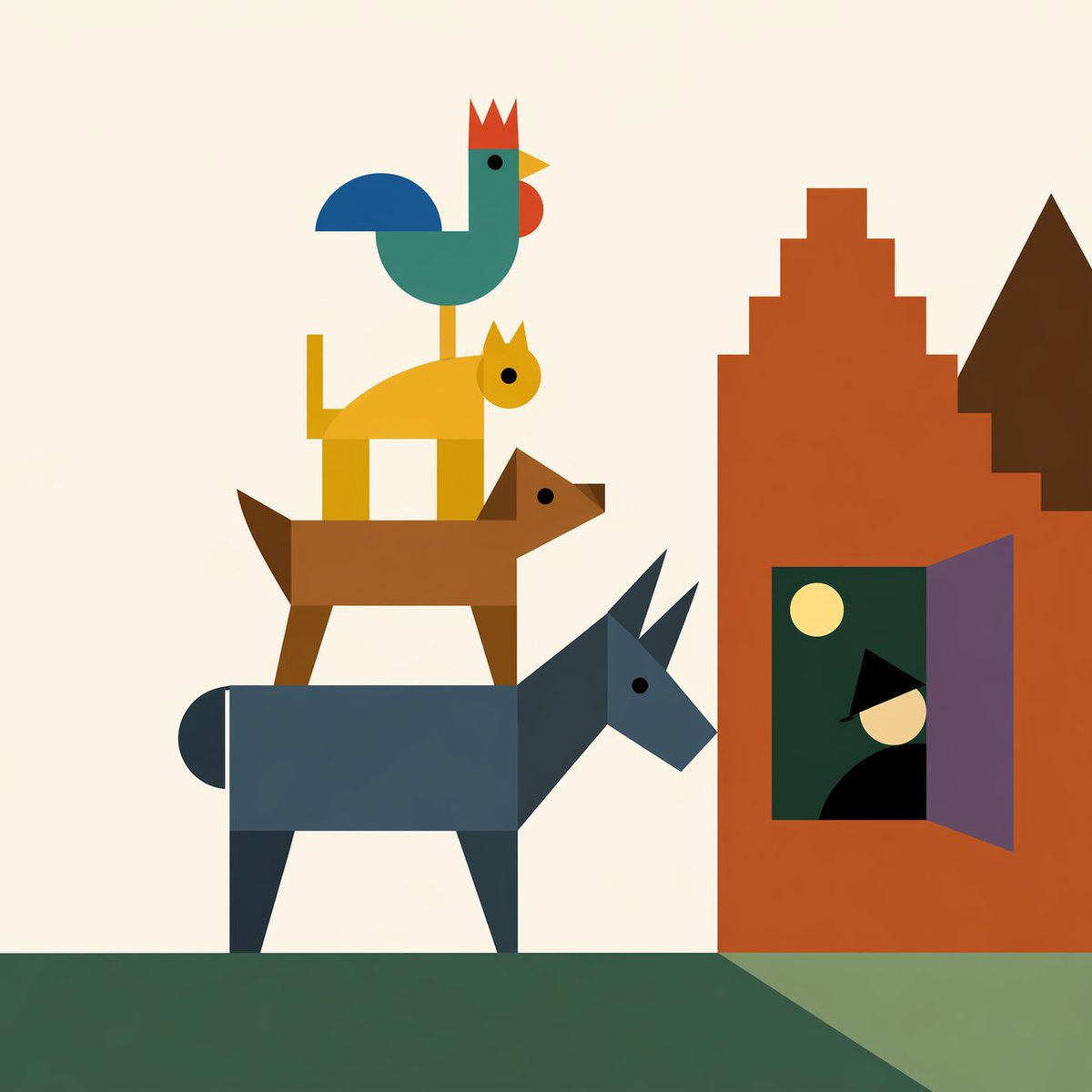 Minimalist Geometric Art of Story Scenes