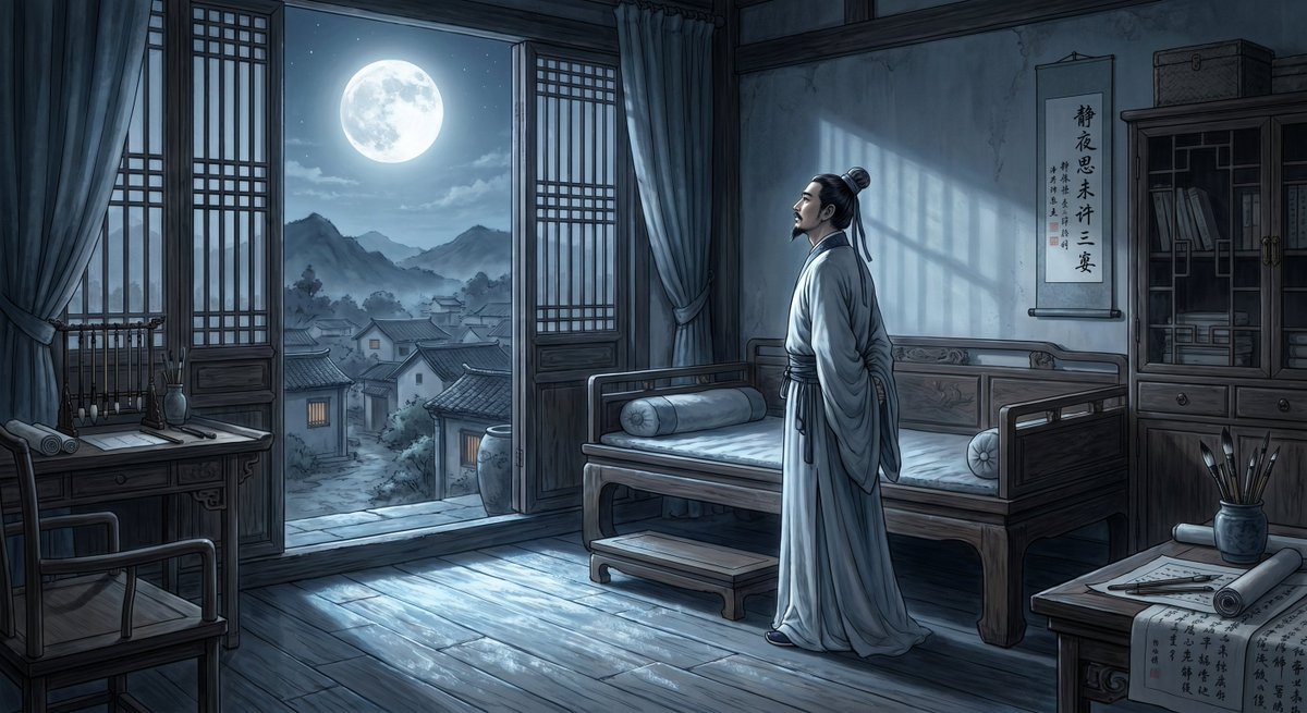 Quiet Night Thought: Moonlight, Frost, and Homesickness