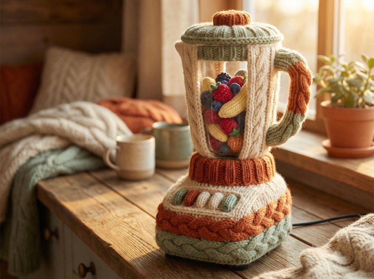 Hand-knitted Object with Cable Knit Patterns