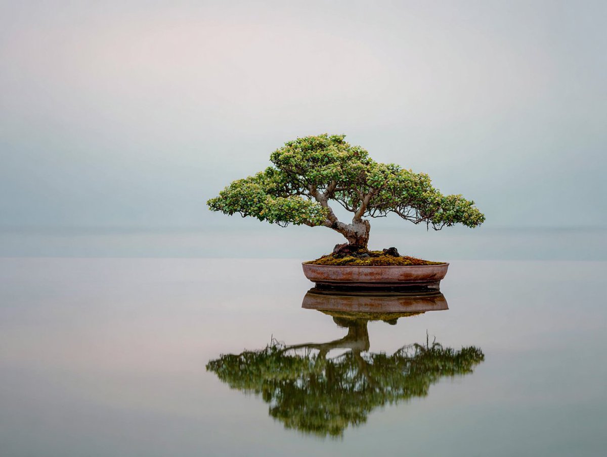 Zen Minimalist Product Shot with Perfect Water Reflection