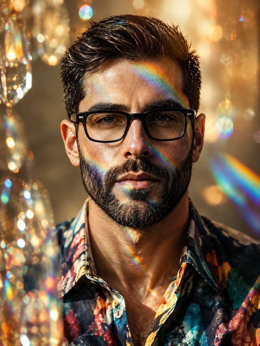 Golden Hour Prism Editorial Fashion Portrait