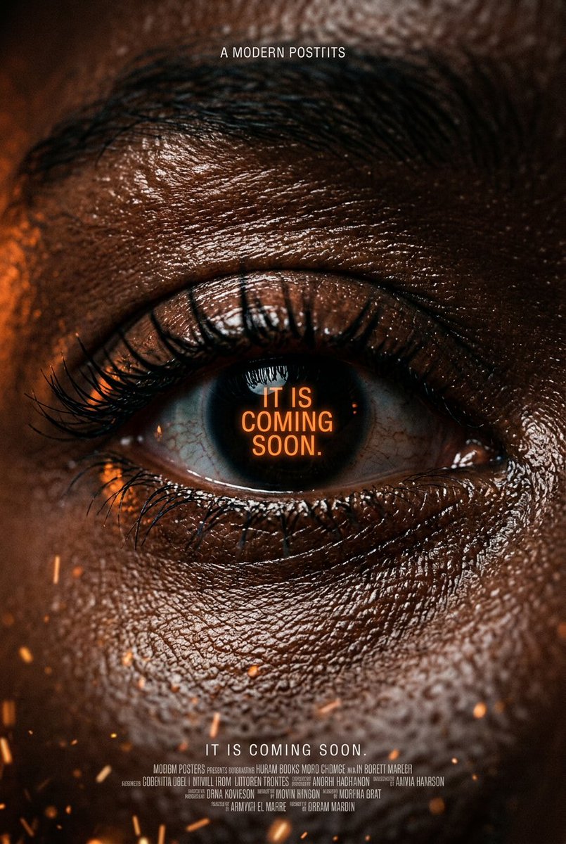 Cinematic Macro Eye Poster with Glowing Text