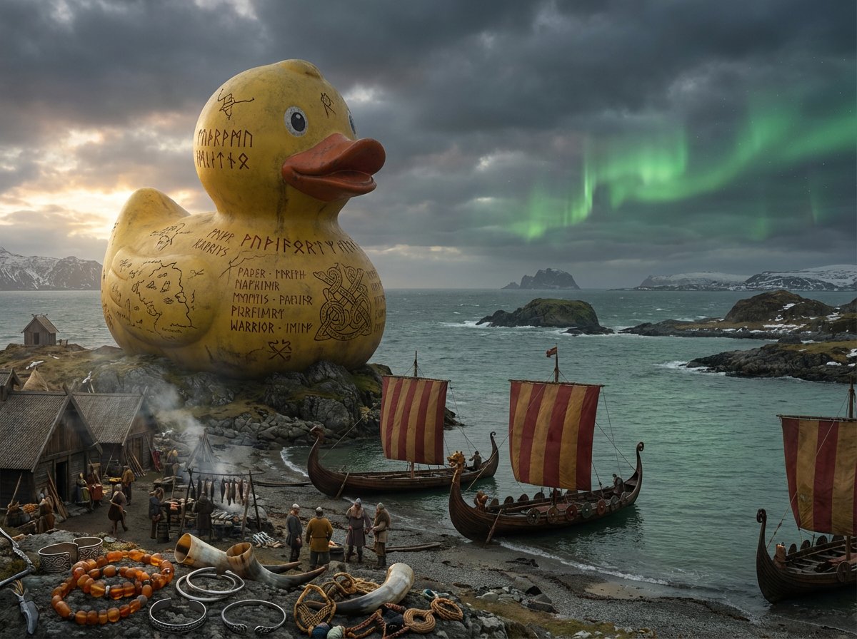 Epic Journey Landmark with Resting Migrants