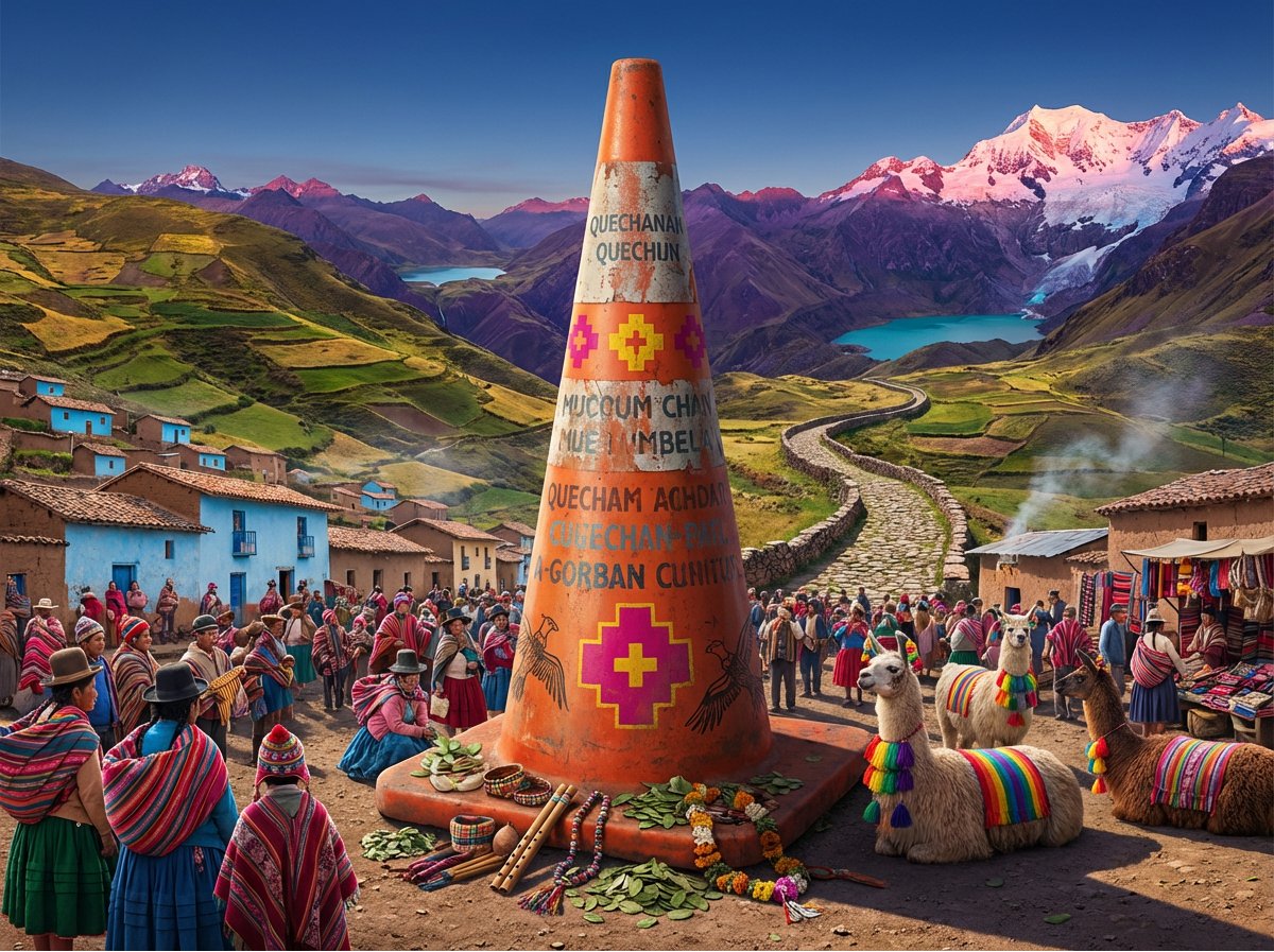 Epic Journey Landmark with Resting Migrants