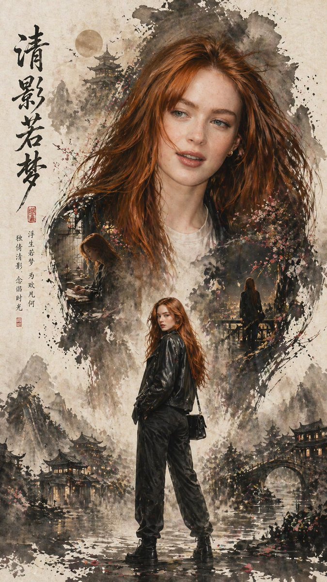 Cinematic East-Asian Ink Character Poster
