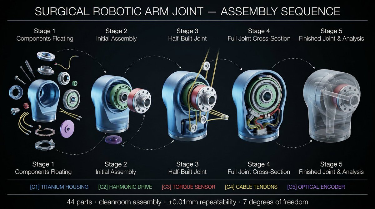 Industrial Product Assembly Timeline with Dramatic Lighting