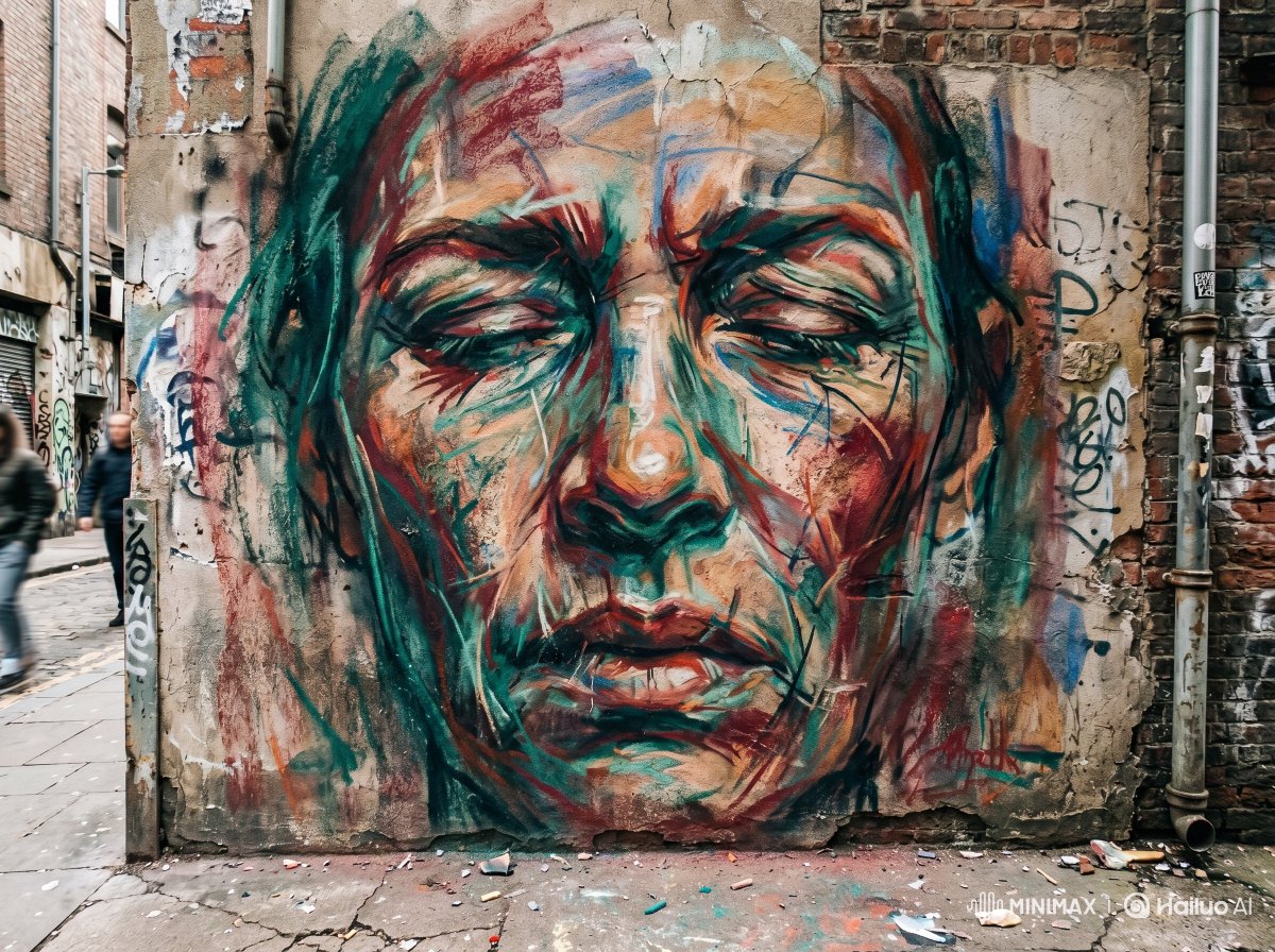 Chalk Pastel Mural with Urban Art Energy