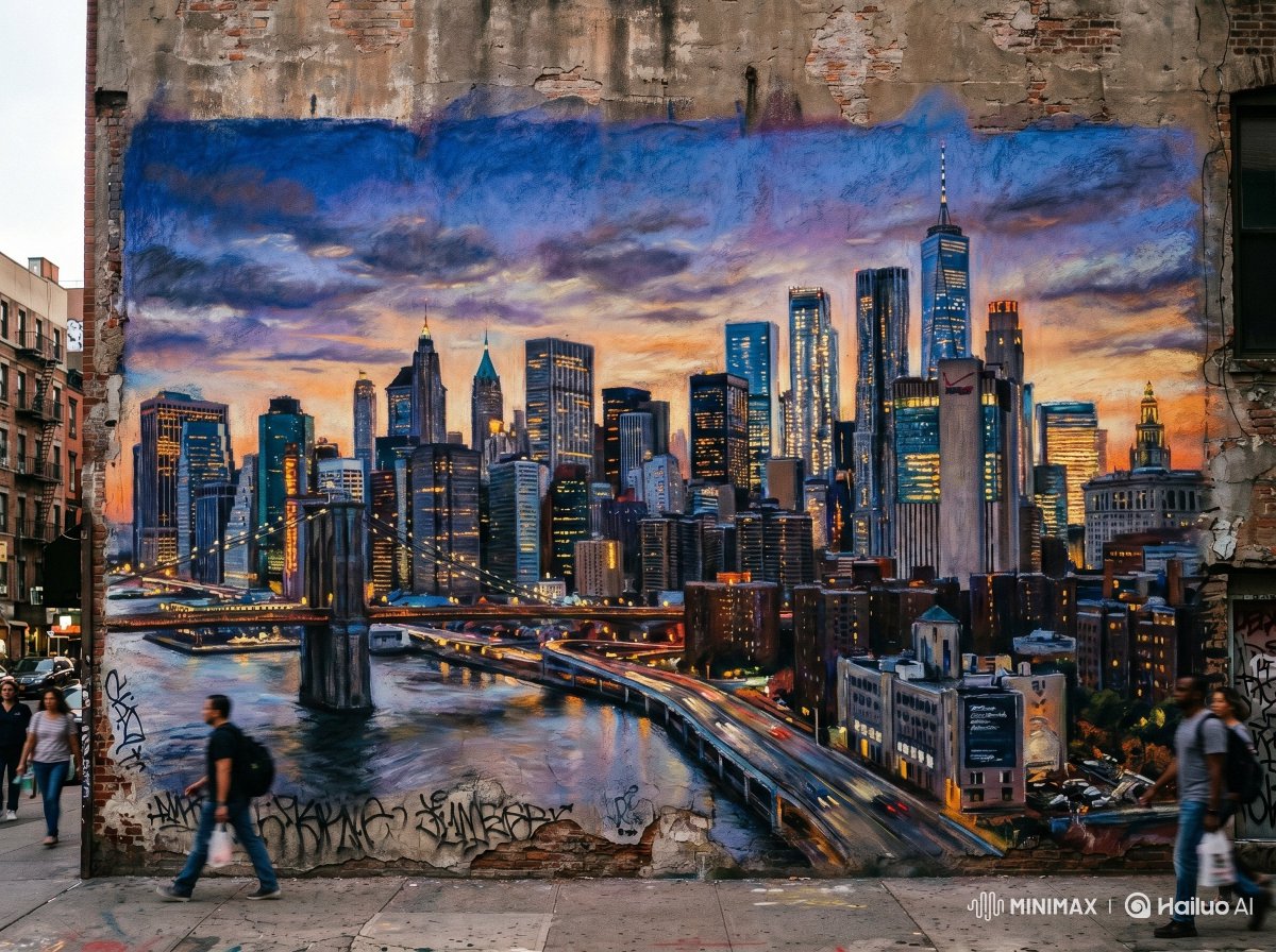 Chalk Pastel Mural with Urban Art Energy