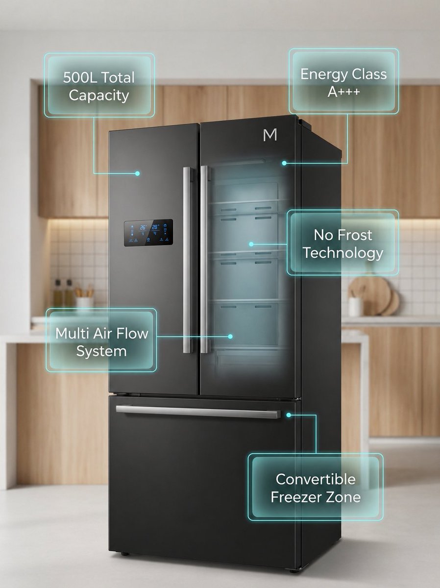 Hyper-realistic Luxury French-Door Refrigerator Advertisement