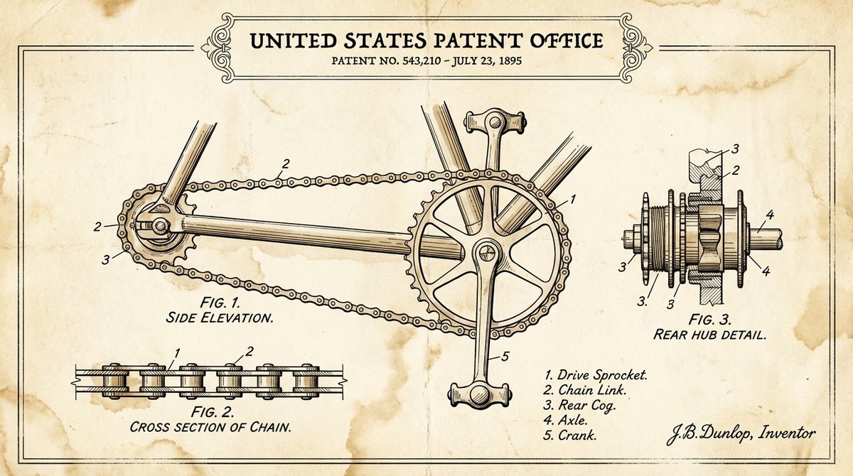 Vintage Patent Drawing Technical Illustration