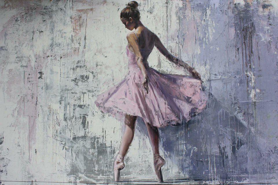 Chalk Pastel Mural on Weathered Wall